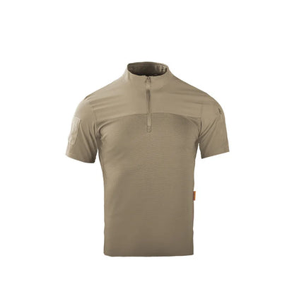 Men's Tactical Frog Shirt Short Sleeve Quick Dry Stand Collar Camo Combat Top Outdoor Hiking Training Breathable T-Shirt