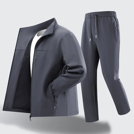 CHUJIE Men's spring and autumn fashionable and comfortable sports suit, casual jacket and pants two-piece loose suit