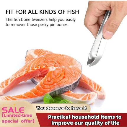 1/2Pcs Stainless Steel Fish Bone Tweezers Pincer Clip Puller Remover Tongs Fish Bone Plucking Clamp Kitchen Gadgets Tools