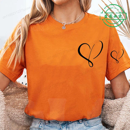 Women Love Heart Design T-Shirts Fashion Casual Short Sleeve T-shirt Heart Personalised Graphic Tshirts RED Women T Shirts Ts01