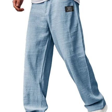 New Men's Beach Pants - Daily Versatile Outdoor Leisure Fitness Simple Cotton Hemp Texture Loose Long Pants for Spring and Summe