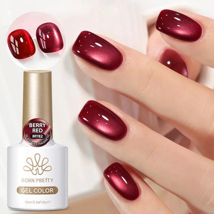 BORN PRETTY 1 Bottle Blazing Sky Cat Magnetic Gel Nail Polish Colored Metal Ruby Red Soak Off UV Crystal Varnish Nail Art 10ml