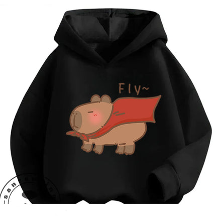 Kids Capybara Street Casual Hoodie Boys Girls Autumn Winter Cute Kawaii Fashion Cartoon Outdoor Tops 3 14 Years