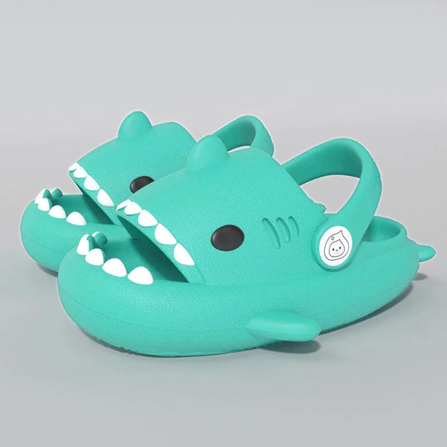 KIDMI Boys Girl Shark Slides Non-Slip Open Toe Cloud Sandals Cute Comfy Cushioned Thick Sole Slippers Cartoon Shower Slippers