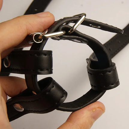 DSM Chastity Forced Orgasm Belt For Vibrator,Leather Bondage Strap-on Harness,Strapon Magic Wand Massager,Sex Toys For Women
