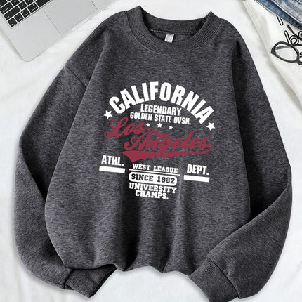 California Oakland Athletic Prints Sweatshirts Women Loose Comfortable Hoodies Fleece Warm Crewneck Tops Winter Sporty Clothes