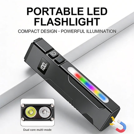 Super Bright EDC Flashlight UV Purple Light Lamp USB Charging RGB Side Light Magnetic Work Light with Pen Clip Ideal for Outdoor