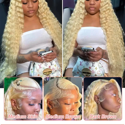 613 Curly Honey Blonde Lace Front Human Hair Wigs Loose Deep Wave 13x6 13×4 HD Water Wave Color Transparent Lace Frontal Wigs