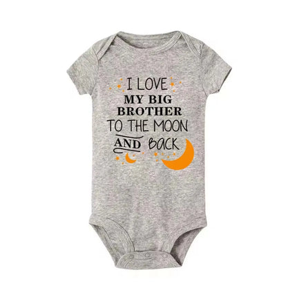 "I LOVE MY BIG BROTHER TO THE MOON AND BACK" Letter Printed Baby Rompers Newborn Bodysuit Clothes