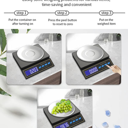 LCD Digital Kitchen Scale 30kg/1g Rechargeable Stainless Steel Panel Electronic Scales Home Jewelry Food Weighing Baking Tools