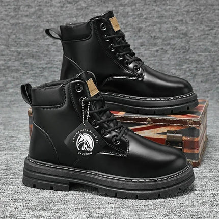 Men's Leather Ankle Boots - Classic Motorcycle Boots / Bottes en Cuir pour Hommes - Bottes Classiques de Moto