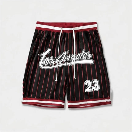 European and American men's summer Gothic letter stripe print comfortable breathable drawstring shorts outdoor casual pants