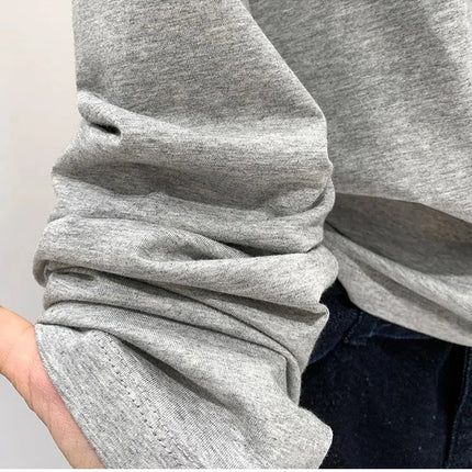 One Shoulder Cotton Slant Shoulder Long Sleeve Women's Interior-Style Wide Truffle Shoulder Base Autumn Winter Shirt