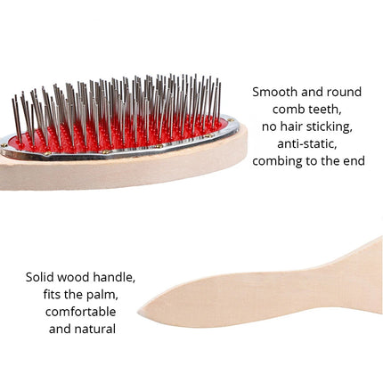 Yajukai 1Pc Brush Hair Wig Care Women Natural Healthy Bamboo Wooden Handle Needle Scalp Anti-Static Hair Brush Comb