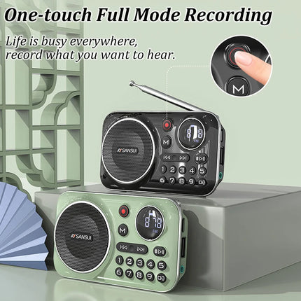 SANSUI F21 Bluetooth Speakers Mini Wireless Portable FM Radio for the Elderly Multifunctional Outdoor TF Card /USB Music Walkman