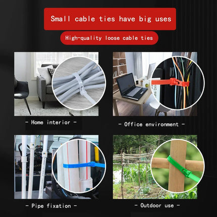50PCS/100pcs 5*200 Plastic Reusable Cable Zip Tie Nylon May Wrap Straps Ties Slipknot Loose SlipknotRecycle Organizer Detachable