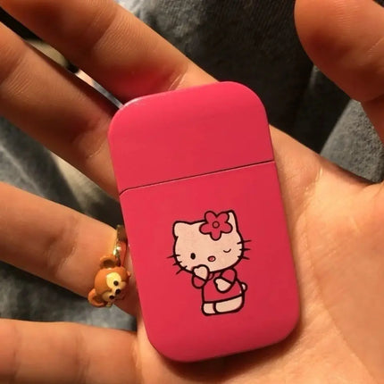 Butane Gas Lighter Katie Cat Pink Flame Windproof Inflatable Lighter Cigarette Accessories Women's Lighter Small Gift