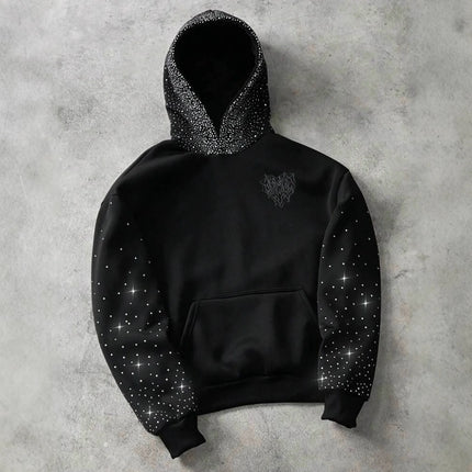 Embroidery Love Three-Dimensional Pattern with Rhinestone Printed Letter Pattern Men's and Women's Heavy Work Sweater Trendy ins