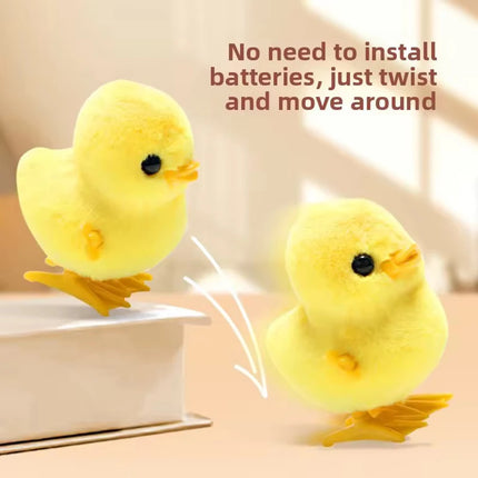 1-Pack Cute Jumping Chicken and Duck Wind-Up Toy, Simulated Plush Interactive Small Animal Toy, Birthday Gift