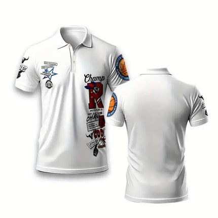 The new men's POLO shirt for summer 2025 is a casual fashionable soft comfortable and breathable 3D letter pattern print
