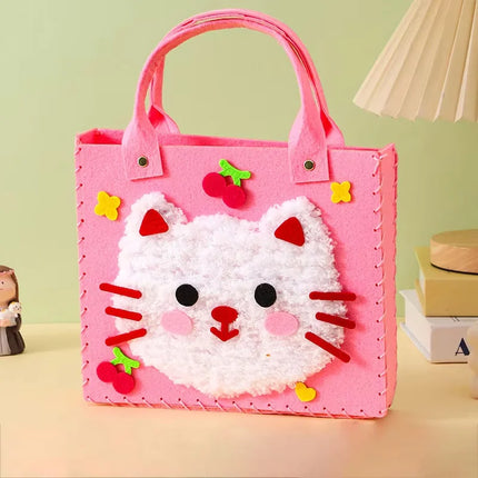 DIY Sewing Felt Bag Set Kids Education Toy Cute Cartoon Animal Hand Bag Safe Needle Thread Craft Kits for Girls Birthday Gifts
