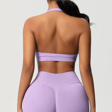 Women Sports Bra Seamless Halter Clothes Push-up Vest Brassiere Gym Top Backless Fitness Yoga Workout Running Underwear