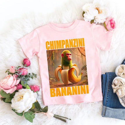 Children Unisex T-shirt Girl Boy Italian Brainrot Animals Kids Tung Tung Tung Sahur Short Sleeve Funny Meme Tee Summer Clothing