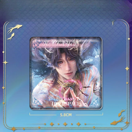 Game Love and Deepspace Sea God Rafayel Acrylic Stand Model Beaded Flowing Sand Keychain Double Flash Badge Brooch Colored Paper