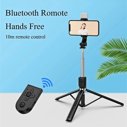 1.67M Long Extended Bluetooth Wireless Selfie Stick Live Broacast Stand Holder Tripod Foldable With Fill Light For Smartphones