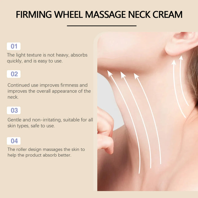 Neck Firming Roller Cream - Gentle Moisturizing Neck Care Lotion for Hydrated, Tightened & Nourished Smooth Skin