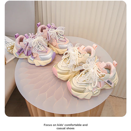 Autumn Sneakers For Kids Korean Style Trend Fashion Girl's Sneakers Soft-soled Breathable Teenager Children Sport Shoes