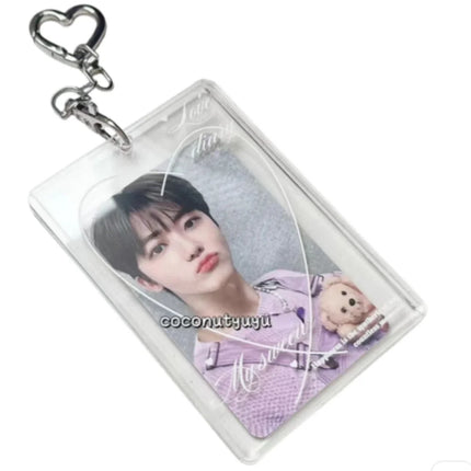 Acrylic Card Holder Waterproof Love Heart Keychain Holder Glitter Photocard Holder Creative For Students Idol Photos Weddings