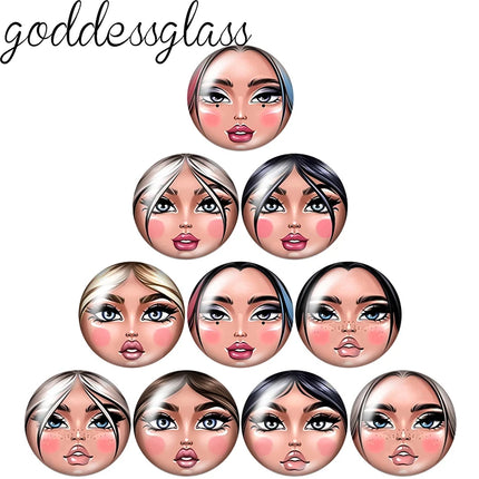 Matryoshka Doll Face Girl Sunglasses 12mm/18mm/20mm/25mm Round photo glass cabochon flat back Making findings Jewelry