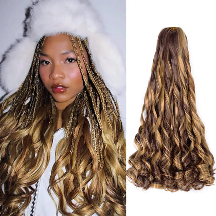 French Curl Braids Hair 22“Loose Wave Bouncy Synthetic Spiral Curls Braiding Hair Extensions Ombre Pre Stretched Hair For Women