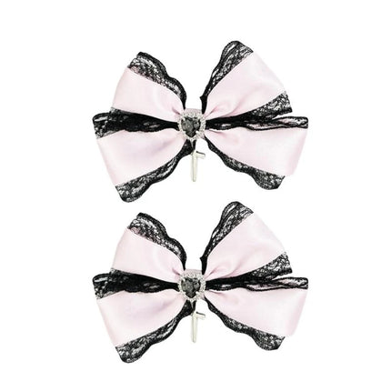 77HE Lace Crosses Hairclip Dark Hair Clip Headwear Crosses Hair Clip Balletcore