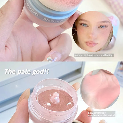 SHAQINUO 3 Color Airy Boom Blush Powder Lazy Air Blush Expanding Mushroom Head Blush Powder Even Skin Tone Blush