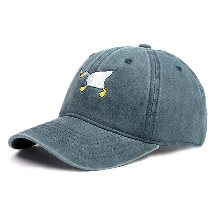 Embroidered baseball cap with goose pattern for men and women, casual and fashionable city style duckbill cap