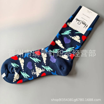 High Quality Fashionable Men's Mid-Calf Cotton Socks HappySocks New Arrival Suitable for All Seasons Swedish Design