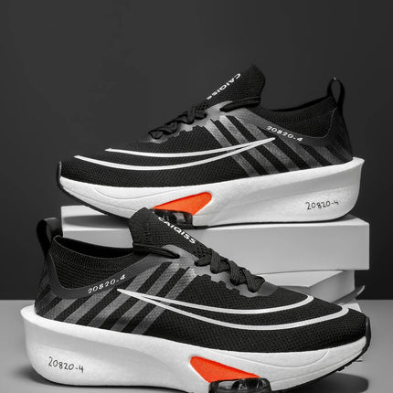 Men's Lightweight Running Shoes - Breathable Low-Top Sneakers with Cushioned Soles, Arch Support, and Anti-Slip Texture - Knit Fabric and Mesh Design, Suitable for Marathon, Gym, Jogging, and Gymnastics - Gradient Color - Sne