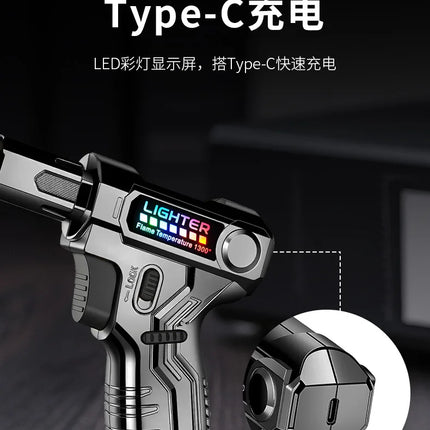 Metal High-temperature High Flame Welding Gun Lighter Windproof Direct Spray Flame Safety Lock Kitchen Cigar Outdoor Lighter