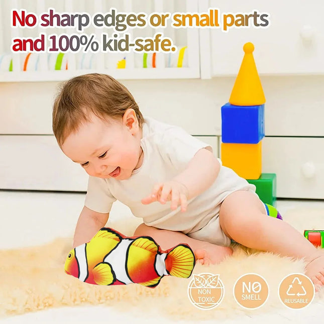 Electric Baby Sleeping Fish Toy 2.0 Non-Stop Auto Flopping Floppy Fish Cat Toy USB Rechargeable Wiggle Plush Toy for Baby & Cat