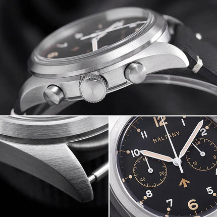 Baltany 39mm Quartz Watch Man S5044 Military Chrono RAF 6BB Homage Watch Multifunction Stainless Steels Chronograph Watches