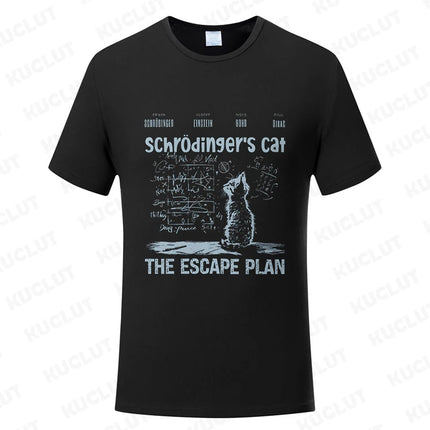 T Shirt for Men Clothing Fashion  Cat The Escape Plan Geeky Printed T Shirts Harajuku Short Sleeve Tee Casual Men's Clothing
