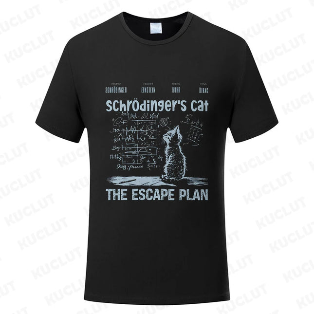 T-Shirt for Men Clothing Fashion Cat The Escape Plan Geeky Printed T-Shirts Harajuku Short Sleeve Tee Casual Men's Clothing