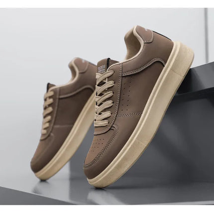 2025 Autumn Men's Thick-Sole Breathable Sports Casual Sneakers - White Trainers with Height-Enhancing Design for Students.