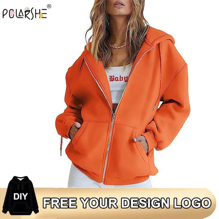 Women's Zipper Hoodie New Sweatshirt Casual Zipper Style Top Women Hooded Jacket Sweatshirt Casual Drawstring Hoodie With Pocket
