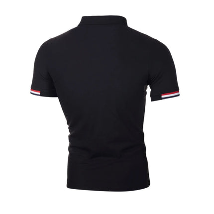 Summer New Men's Patchwork Color Contrast T-shirt, Men's Youth Casual Slim Fit Half Zippered Breathable Short Sleeved POLO Shirt
