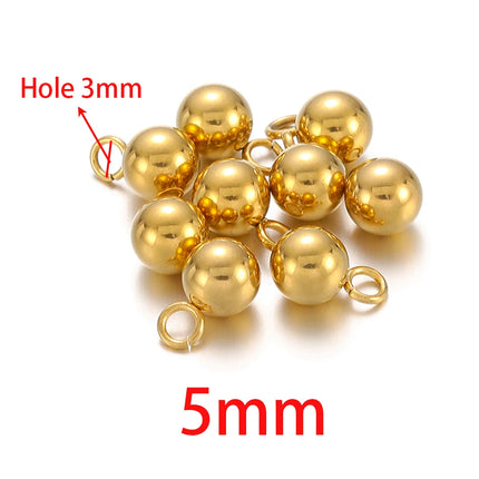 20pcs Stainless Steel Solid Ball Beads Charms Pendants for Necklaces Making DIY Jewelry Earrings Bracelets Findings Wholesale