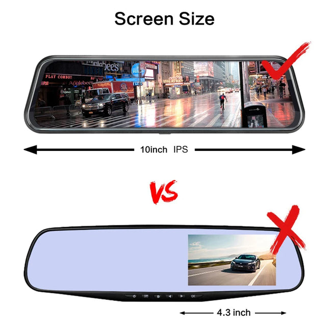 Auto Mirror Camera for Car Touch Screen Video Recorder Rearview 10" Mirror Dash Cam Front and Rear Camera Mirror DVR Black Box