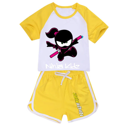 Ninja Kidz Kids Clothes Cotton Sport Tracksuits T-shirts Sweatshirt Suit Cartoon Pattern Set Teenager Baby Boys Girls Clothing